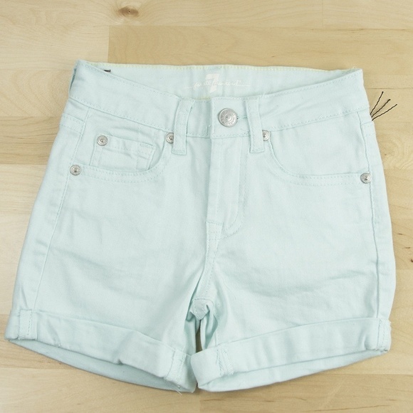 7 For All Mankind Mint Green Denim Jeans Shorts - Picture 1 of 4